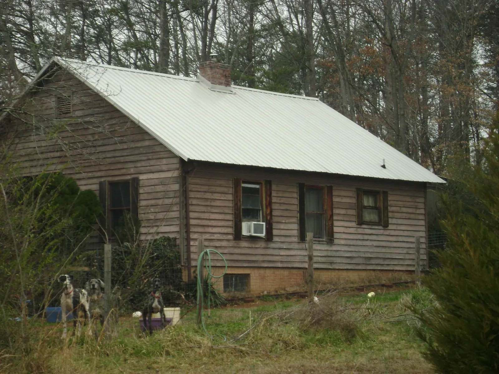 White metal roof on an old wood sided farmhouse, from a Asphalt Shingle Roof Repair job in Wells Bridge